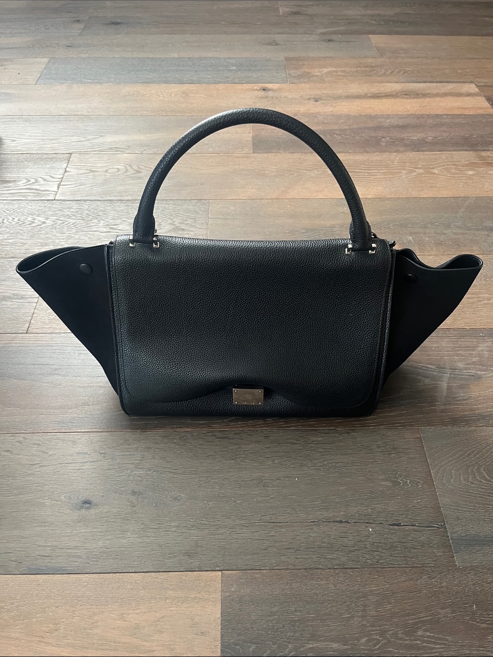Celine Black Top-Handle Winged Satchel